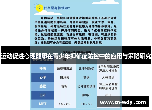 运动促进心理健康在青少年抑郁症防控中的应用与策略研究 运动促进心理健康在青少年抑郁症防控中的应用与策略研究