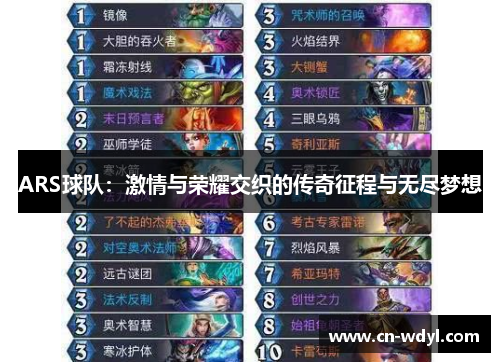 ARS球队:激情与荣耀交织的传奇征程与无尽梦想 ARS球队:激情与荣耀交织的传奇征程与无尽梦想